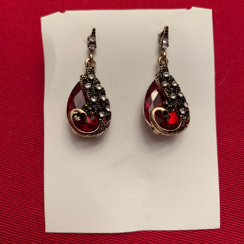 Peacock ruby earrings - Picture 2 of 5